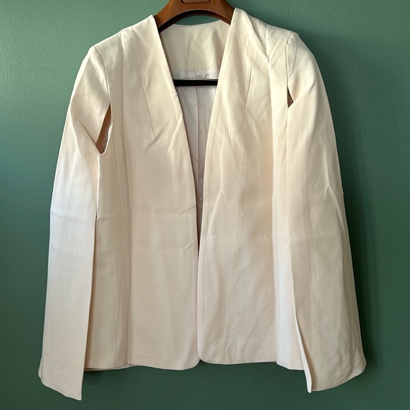 New women’s Sz L blush pink open front elegant classy formal cape blazer top - Picture 3 of 10